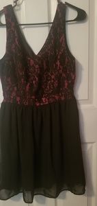 Mid length black chiffon dress